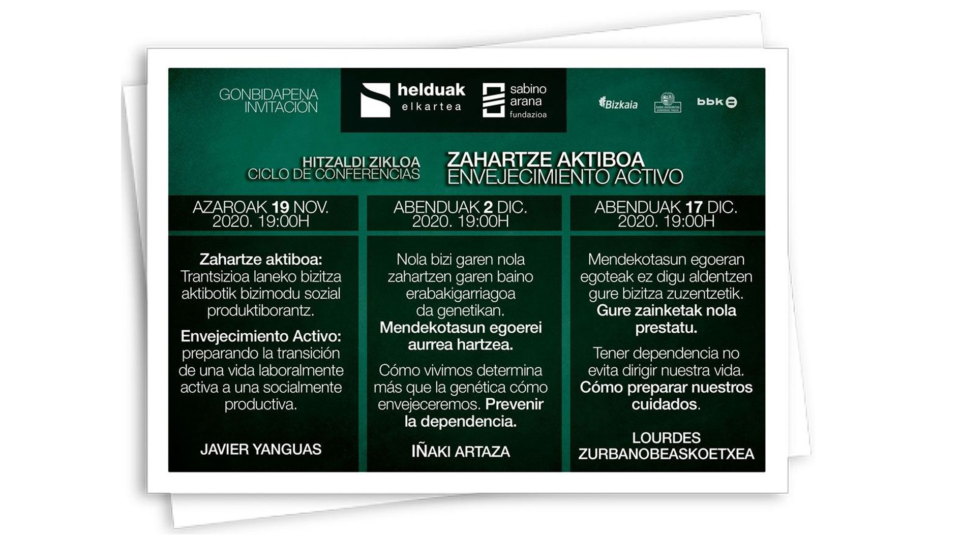 Helduak Elkartea: Cómo vivimos determina más que la genética cómo envejeceremos. Prevenir la dependencia. Gure bizimoduak garrantzi handiagoa dauka gure zahartzean genetikak baino. Mendekotasuna prebenitzea